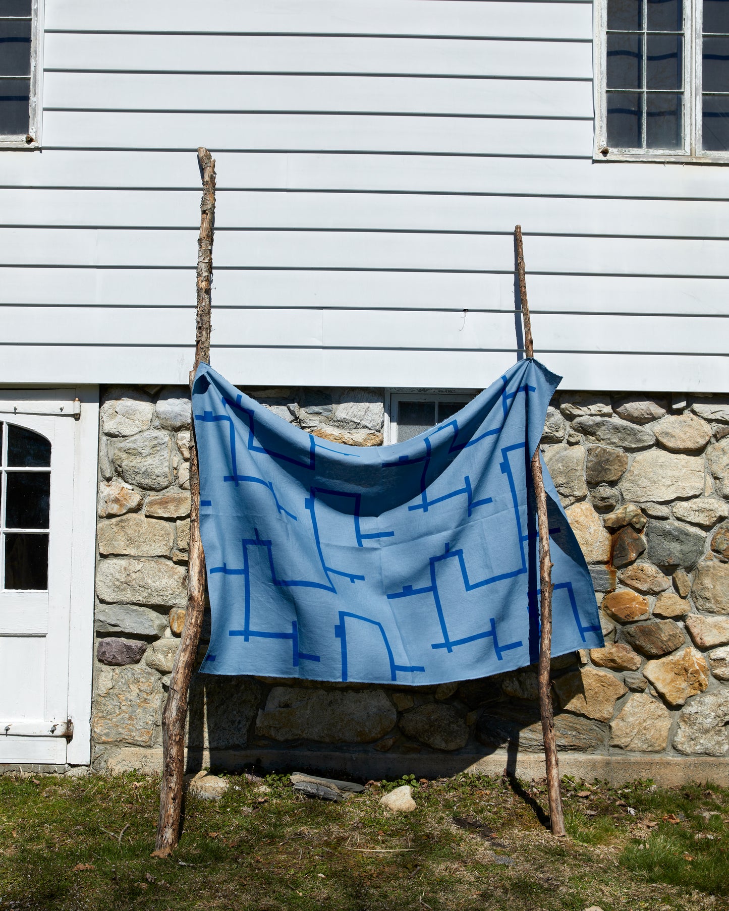 Painter Tape Linen Tablecloth, Blue