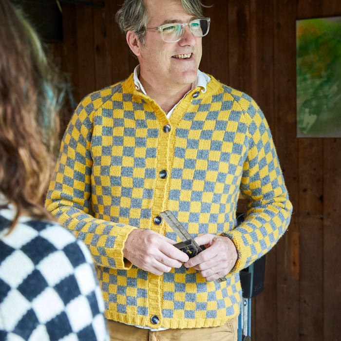 Cardigan, Checkerboard, Black/White