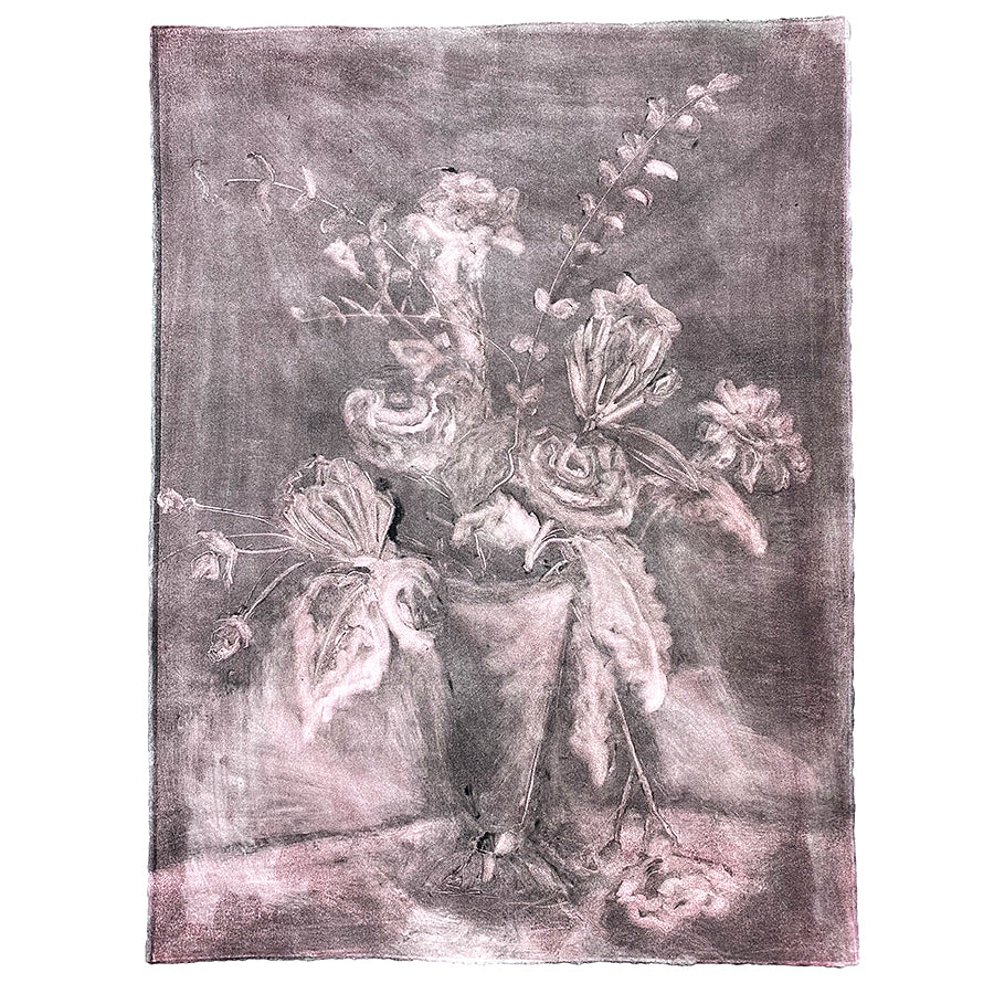 Wendy Small Monotype, Vase with Flowers no. 02