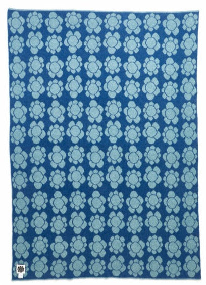 Blanket, Blue Flower Tile Throw